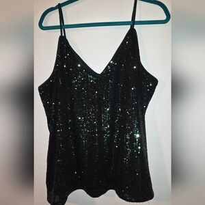 Express Black Sequin V-Neck Cami